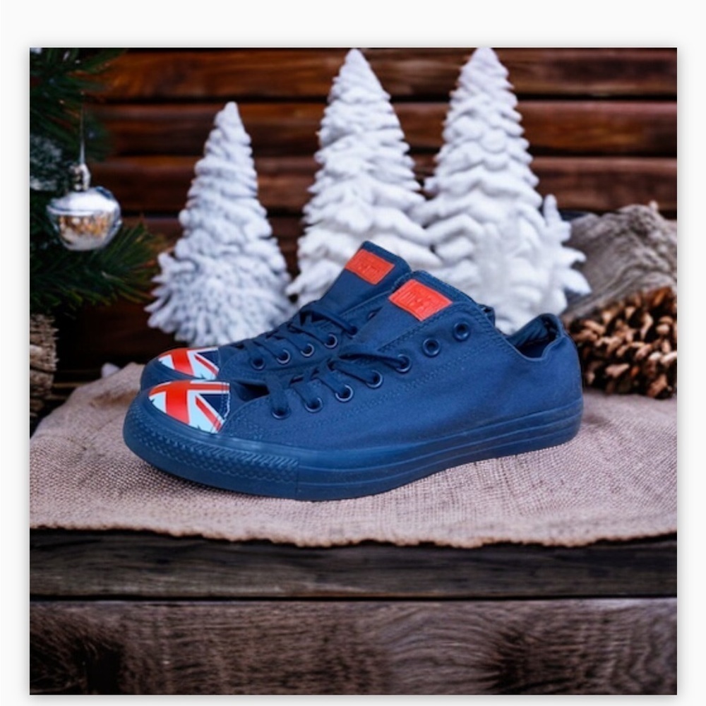 RARE-Converse ChuckTaylor AllStar OX Flag Toe UKπ¬π§ Core- Punk- EUC 8.5-blue-red - Picture 6 of 16